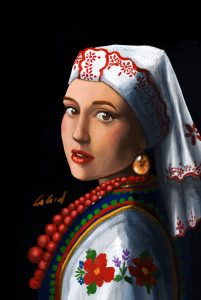 Girl with an Amber Earring // Tribute to Girl with a Pearl by Vermeer